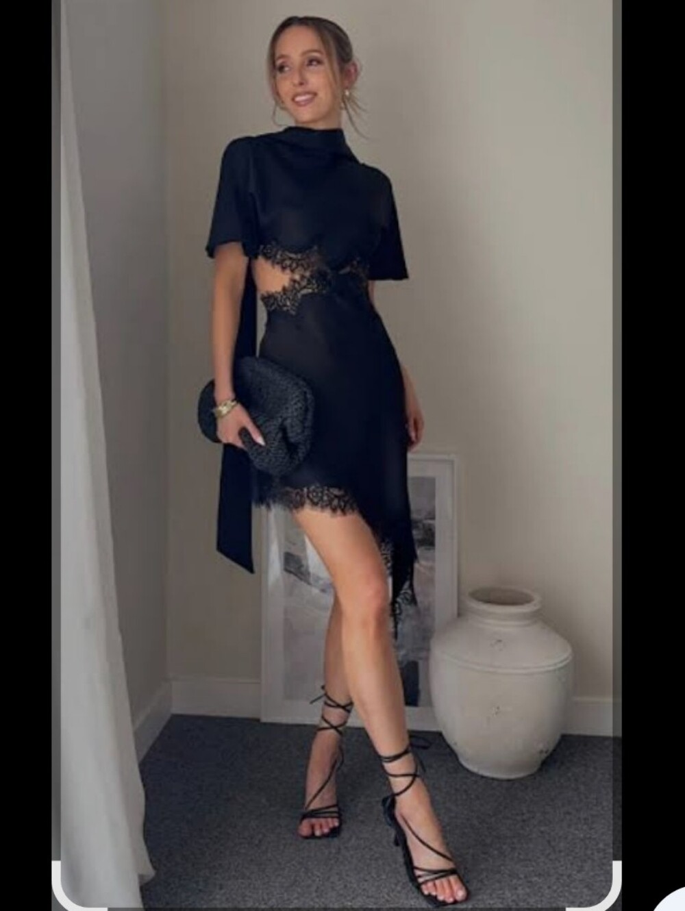 ZARA SATIN EFFECT LACE DRESS - Picture 3 of 13